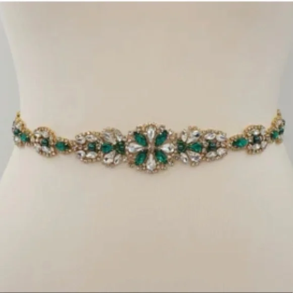 Accessories | Nwt 32in Emerald And Gold Bridal Belt | Poshmark display picture 2